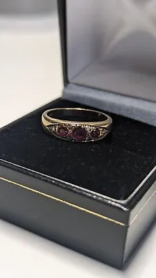 9ct Gold Ruby And Diamond Ring Size K 1/2 • £100