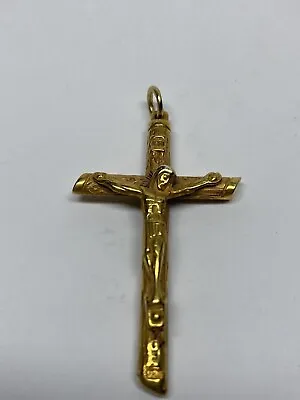 925 Solid Sterling Silver 18ct Gold Dipped Christian Crucifix Cross Pendant • £49.99