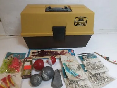 Vintage UMCO 1283 Tackle Box With 3 Trays. 14 X 7 . Yellow /Brown • $80