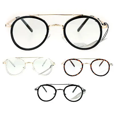 SA106 Vintage Victorian Round Double Frame Mens Clear Lens Eye Glasses • $12.95