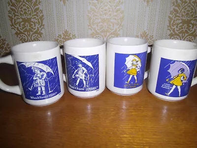 MORTON SALT Porcelain Coffee Cup Set Of 4 1914 1921 1956 1968  All Different • $11.50