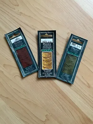 3x Madeira Decora Hand Embroidery Rayon Threads 5m Packs Green Tan Gold Shade • £2.15