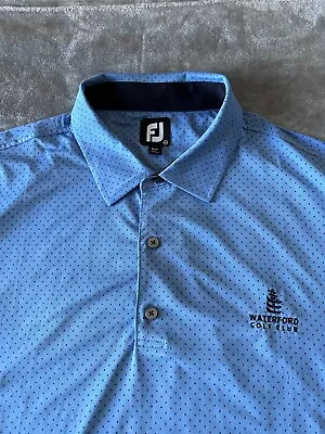 FootJoy Golf Polo Mens Size XXL Blue Polka Dot Geometric Performance Stretch • $29.95