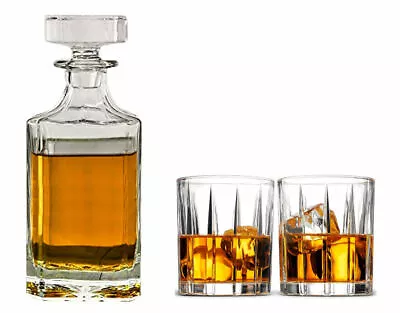 Whiskey Decanter 700ml + Fluted Glass Set (2) Imported From USA!! • $150