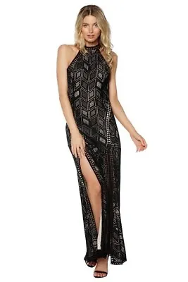 GUESS Sunset Geo Lace Maxi Jet Black Size 4- Brand New With Tags RRP $269 • $139