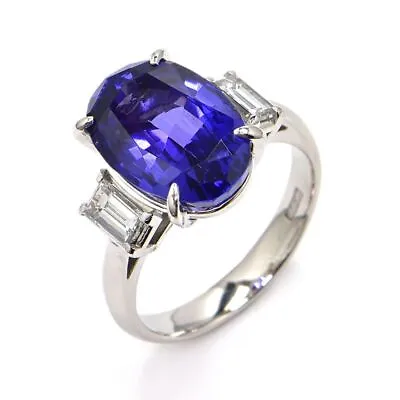 Unbranded Pt900 T6.9ct Tanzanite D0.69ct Diamond Ring #51 US Size 5.75 7.8grams • $2190.22