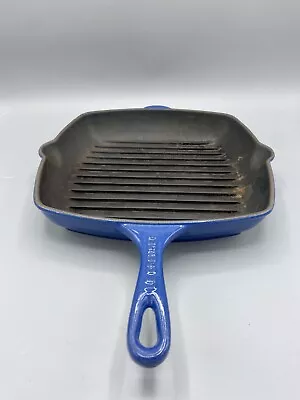 Le Creuset Signature Cast Iron Blue Square 26cm Frying Griddle Skillet Pan • £35