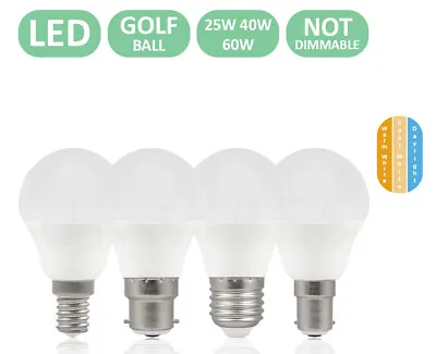 £4.99 • Buy 1-20 X B22/E14/E27 7W/5W/60W Day Light/Warm White Golf Ball Globe Lamp LED Bulbs
