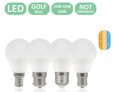 3W 5W 7W 60W 40W 25W LED Golf Ball Light Bulbs Warm/Day White E14 B22 B15 E27 UK • £8.99