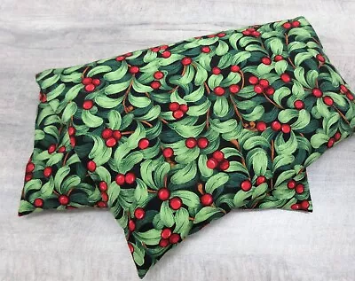 Corn Heat Pack Microwave Pillow Washable Cover Red Mistletoe Christmas 809 • $22