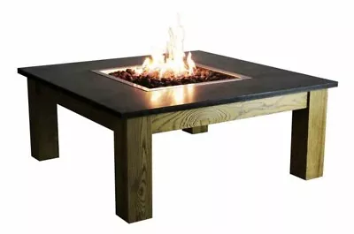 *Open Box* Elementi Clinton Coffee Granite And Ash Wood Fire Pit Table Propane • $1200