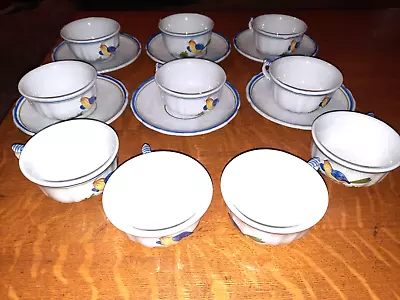 Lot Of 10 Cups & 6 Saucers Deruta Italy Majolica Scalloped-Edged Uccello • $54.39