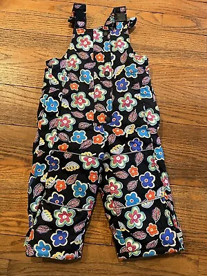 HANNA ANDERSSON Sz 80 (18-24mo.)Girls Multi-Color Floral Pink Bibs Snow Ski Suit • $14.60