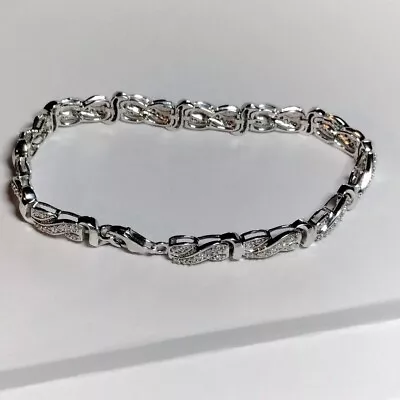 Sterling Silver 7.5 Inch Diamond Swirl Bracelet • $350