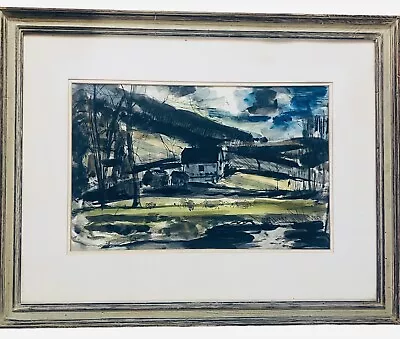 Vintage Signed Original Expressionist Pastoral Landscape Watercolor Painting 32” • $138.68