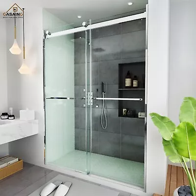 CASAINC 60 X76  Sliding Shower Door Frameless Double Glass Panel Chrome-US • $559.99