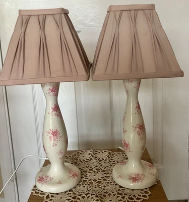 £34.99 • Buy Pair Of Vintage Laura Ashley Ceramic Floral Lamps (see Description)