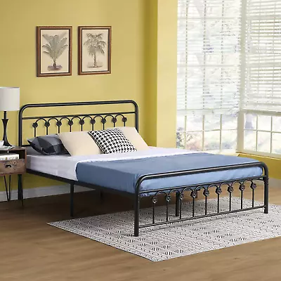 Full Size Metal Platform Bed Frame With Headboard And Footboard Mattress Founda • $138.36