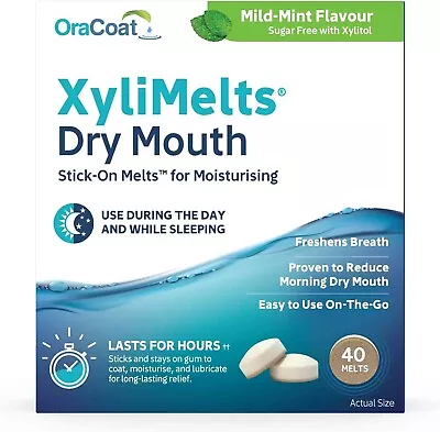 OraCoat XyliMelts Mild Mint For Dry Mouth 40-Count 7-40-UK • £13.49