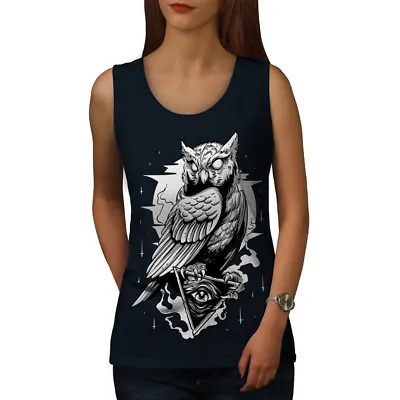 £16.99 • Buy Wellcoda Triangle Owl Womens Tank Top, Conspiracy Athletic Sports Shirt