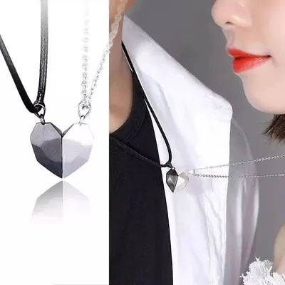 Magnetic Couple Necklace Half Heart Pendant For Lover Friends Gift Jewellery • £2.93