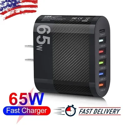 6 Multi Port USB Hub Charger Station Wall Fast Charger AC Power Adapter US Plug • $6.67