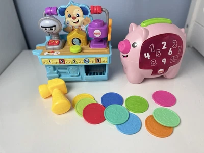 £7.50 • Buy Fisher-Price Piggy Bank And Busy Learning Tool Bench