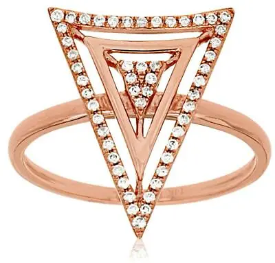 Estate .15ct Diamond 14kt Rose Gold 3d Trillion Triangular Fun Ring • $1014.45