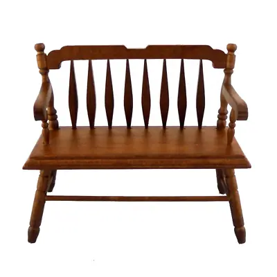 Dolls House Dark Oak Deacon's Bench Miniature 1:12 Scale Wooden Furniture • £16.99