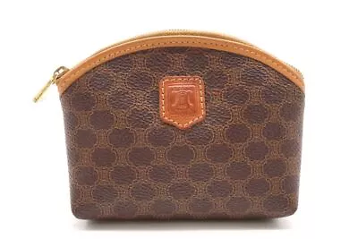 CELINE Vintage Macadam Mini Pouch Multi Case Coin Case PVC Leather Brown 7496k • $130