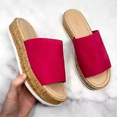 NEW Via Spiga Garcella Suede Platform Slip On Slide Mule Sandals Retro 8 $195 • $69.99