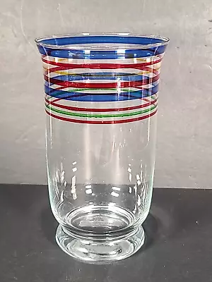 Glass Candle Holder/ Vase Made In Poland Hand Painted In Italy Rainbow-core • $37.88