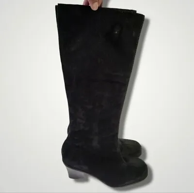 Michael Kors Shoes Womens Size 10M Black Knee Boots Suede Wedge Classicore • $52.09