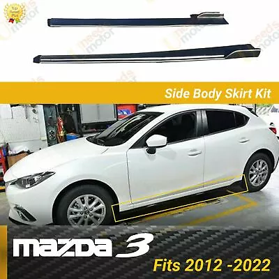 Fits Mazda 3 12-2022 JDM Matte Black Rocker Panel Side Skirts Body Kit Extension • $99.99