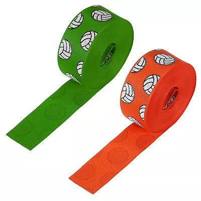 2Roll 7/8 ×5Yard Volleyball Grosgrain Craft Ribbon Burlap Ribbon Orange Green • $10.54