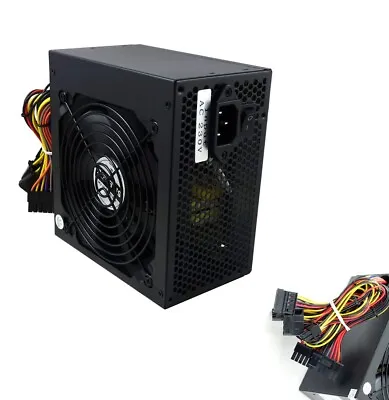 Black 12CM Silent Fan PC Power Supply ATX Computer PSU 500 Watt SATA 24Pin Fans • £23