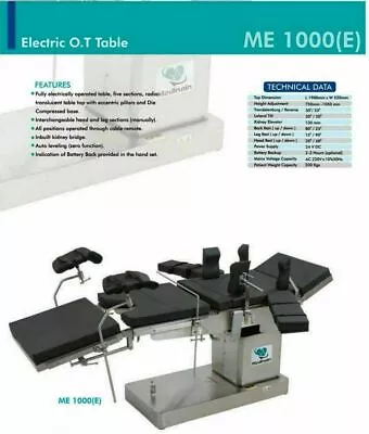 Hospital Use ME -1000 E Fully Electric C-Arm Compatible Operation Theater Table • $3700