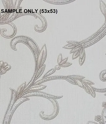 ** SAMPLE Debona Isabella Damask Ivory Wallpaper • £1.99