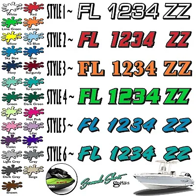 Boat Registration Numbers & Letters 2 Pack Custom 3  Boat & Jetski Stickers 2CL • $16.97