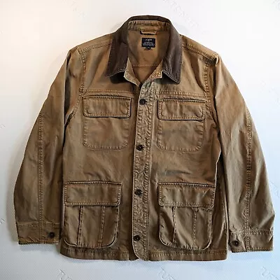 J.Crew Outerwear Chore Coat Field Jacket Men M Brown Twill Unlined Cord Collar • $49.99