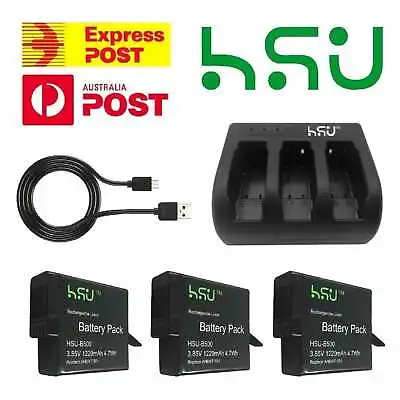 $19.95 • Buy HSU Go Pro Battery Kit & USB Charger For GoPro HERO 3 3+ 4 5 6 7 8 9 10 Set