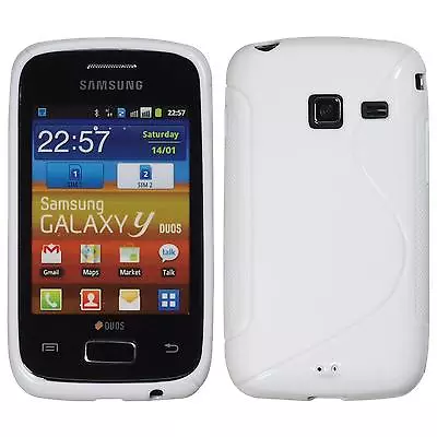 Silicone Case For Samsung Galaxy Y Duos S-Style White + Protective Foils • $8.09