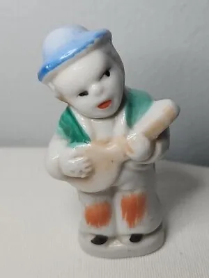 Vintage - Miniature Boy Playing Mandolin - MARKED JAPAN - Approximately 3  Tall • $6.50