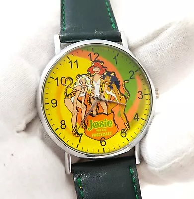 JOSIE & The PUSSYCATS Groovy! Green Leather Band UNISEX CHARACTER WATCH M-65 • $54.99