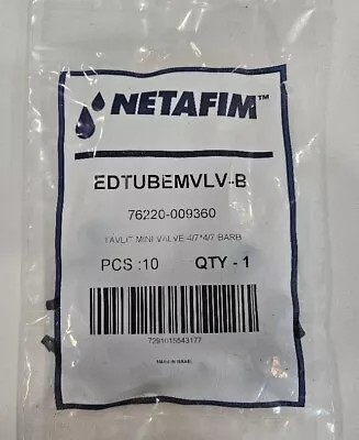 Netafim EDTUBEMVLV-B Barbed Mini Valve- Bag Of 10 • $15.99