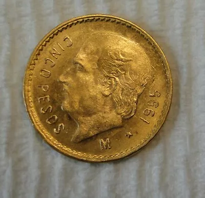 Mexico - 1955-m (5) Cinco Pesos .900 Gold Coin • $349.95