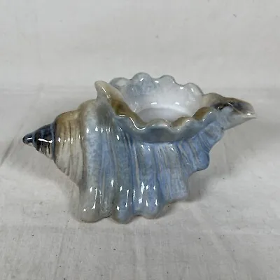 Ceramic Glazed Conch Seashell Votive Or Tea Light Candle Holder 5.5”x2.25” • $7.95