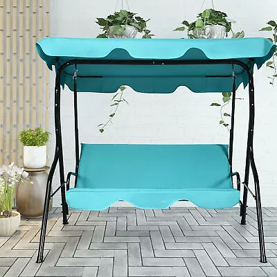 Blue Outdoor Swing Canopy Patio Swing Chair 3-Person Canopy Hammock • $108.49