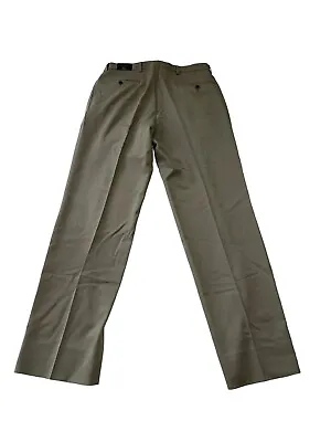 Brooks Brothers 33 X 32 Beige Madison 100% Wool Flat Front Trousers Pant Flaw • $24.99