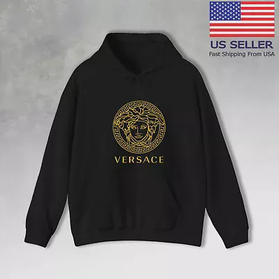 Hoodie Men Versace Gold Black Logo Depan Hoodied USA SIZE S-5XL • $50.99